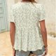 thumbnail image 3 of Blusas para Mujeres Casual, Impresión Floral Sólida de Gran Tamaño, Cuello de Manga Corta Blusa Superior, 3 of 8