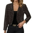 thumbnail image 2 of Women Casual Jackets Carnival Clothes For Elegant Shimmering Front Open Long Sleeve Lightweight Casual Jacket Mardi Gras Coffee S, 2 of 9