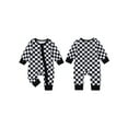 thumbnail image 2 of Gzhioc Baby Girl Boy Checkerboard Romper Round Neck Long Sleeve Full Length Zipper Jumpsuit for Fall, 2 of 9