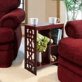 thumbnail image 5 of Wood Side Table 3 Shelves Storage Cutout Accents Slim Sofa Mahogany, 5 of 5