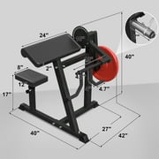 Syedee Bicep Tricep Preacher Curl Machine, Adjustable Seat, 2 in 1 Plate-loaded Preacher Curl Machine for Home Gym