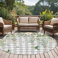 thumbnail image 4 of Round Rug 5Ft Washable Non-Slip, Watercolor Floral Circle Area Rugs for Living Room Bedroom, Spring Flowers Birds Plants Gray Plaid Indoor Floor Mats Carpet Runner for Home Decor Aesthetic, 4 of 8