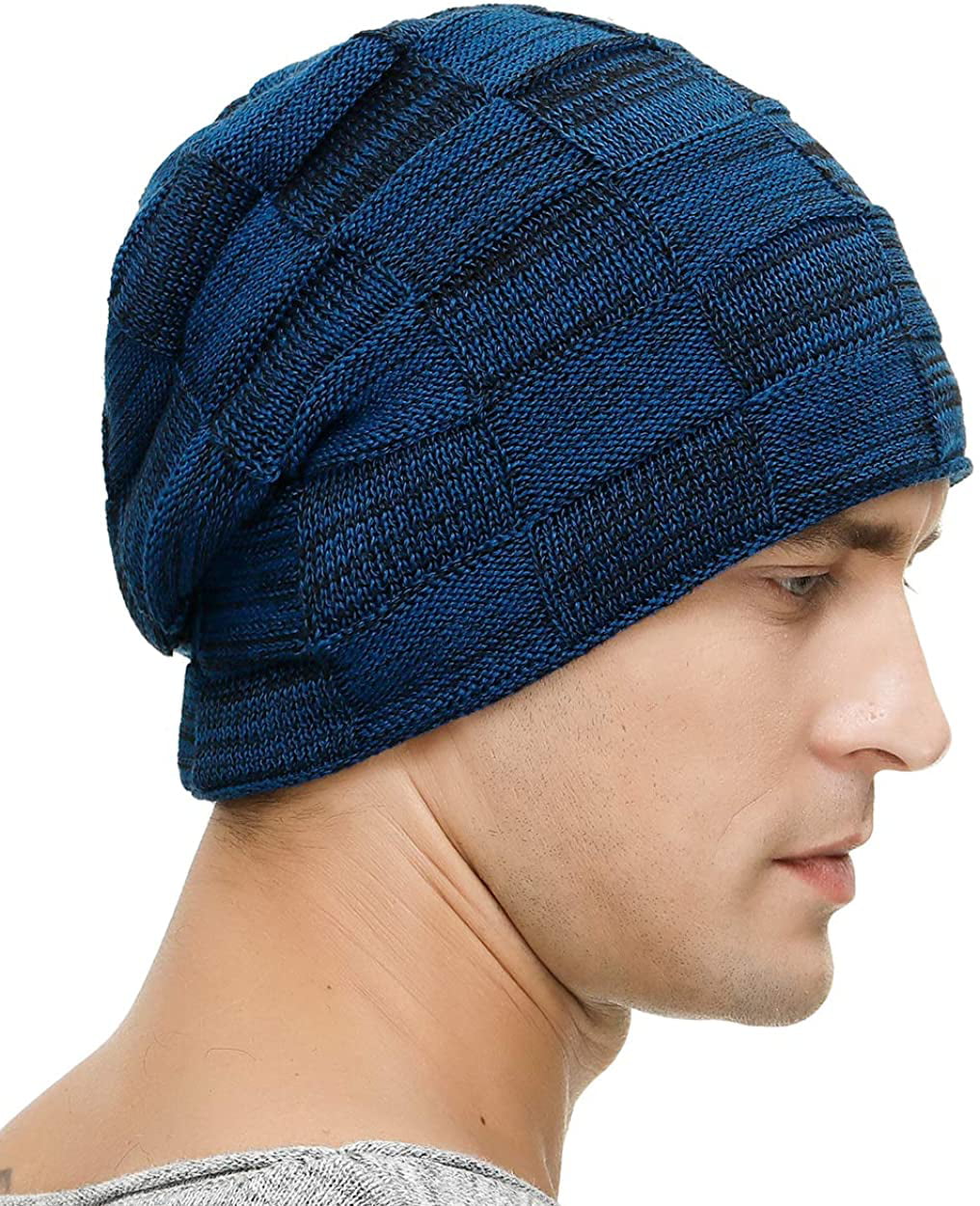 Vgogfly Slouchy Beanie for Men Winter Hats for Guys Cool Beanies Mens Lined Knit Warm Thick Skully Stocking Binie Hat 