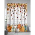 thumbnail image 5 of Fall Shower Curtain Pumpkin Sunflowers Shower Curtains for Bathroom Thanksgiving Decor, Waterproof Polyester Shower Curtain Set with Hooks, Stall Long Size 54"x78" Maple Leaves Wood Grain, 5 of 6