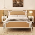 thumbnail image 1 of MODERNLUXE Queen Size Rattan Bed Frame with Rattan Headboard and Wood Slats, Easy Assembly,Antique White, 1 of 7