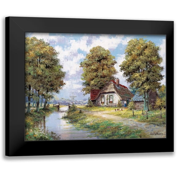 Withaar, Reint 14x12 Black Modern Framed Museum Art Print Titled - Farmhouse near river