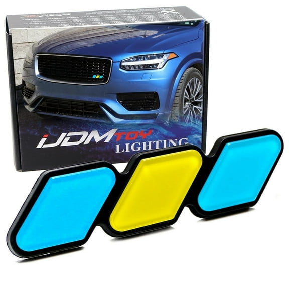 Blue/Yellow/Blue 3-Color Stripe Lower Grille/Hood Grill Badge Emblem w/No Removal Required Toggle Anchor Bolts, For Sweden Scandinavian Cars Volvo Saab Scania, etc