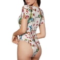 thumbnail image 3 of Easygdp Watercolor Floral With Butterflies Women's One-Piece Swimsuit Slim Fit Crew Neck Bodysuit Athletic Swimwear with Concealed Buckle - Large, 3 of 9