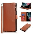 thumbnail image 1 of SaniMore Samsung Galaxy S23 Plus 6.6" 2023 Case with Wrist Strap 2 in 1 Zipper Wallet [Card Slots] Premium PU Leather Skin [Retro Durable] Shockproof Anti-scratch Kickstand Business Cover, Brown, 1 of 7
