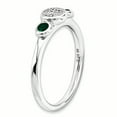 thumbnail image 3 of Bague Ronde en Argent Sterling Stackable Expressions Dbl Cr. Émeraude & Dia. Taille 7, 3 of 3