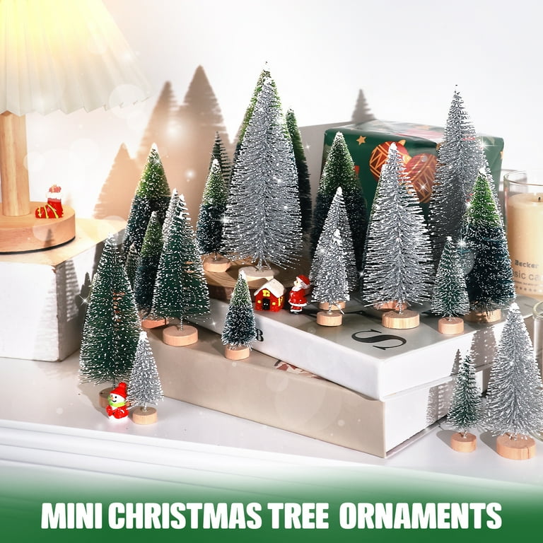 Ayieyill 30PCS Mini Christmas Trees, Flocked Tabletop Pine Trees