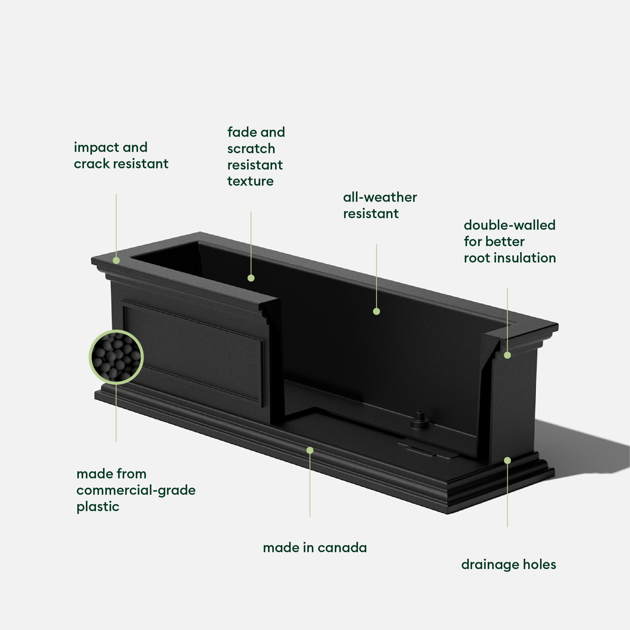 Veradek Brixton Window Box 36" Plastic Planter 2-Pack Black