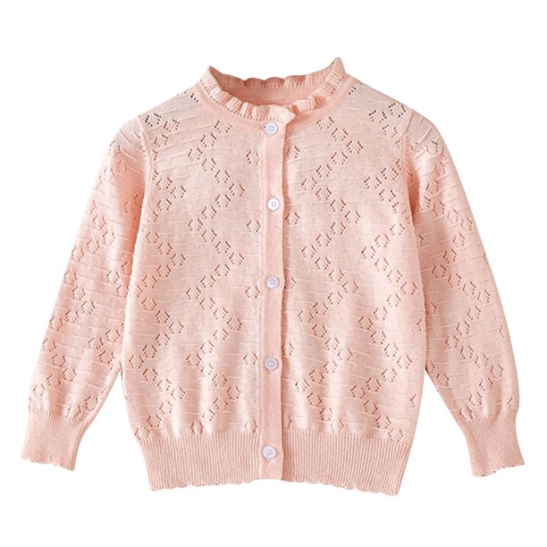 Gibobby Chaqueta de Forro Polar para bebés niñosRecién Nacido Bebé Niñas Algodón Punto Suéter Otoño Sólido Manga Larga Tops Cardigan Ropa(Rosa, 5-6 Años)