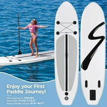 Pirecart 11 ft Inflatable Stand up Paddle Board 6' Thick SUP Paddle Board W/ Carry bag, Hand Pump, Air pump, White