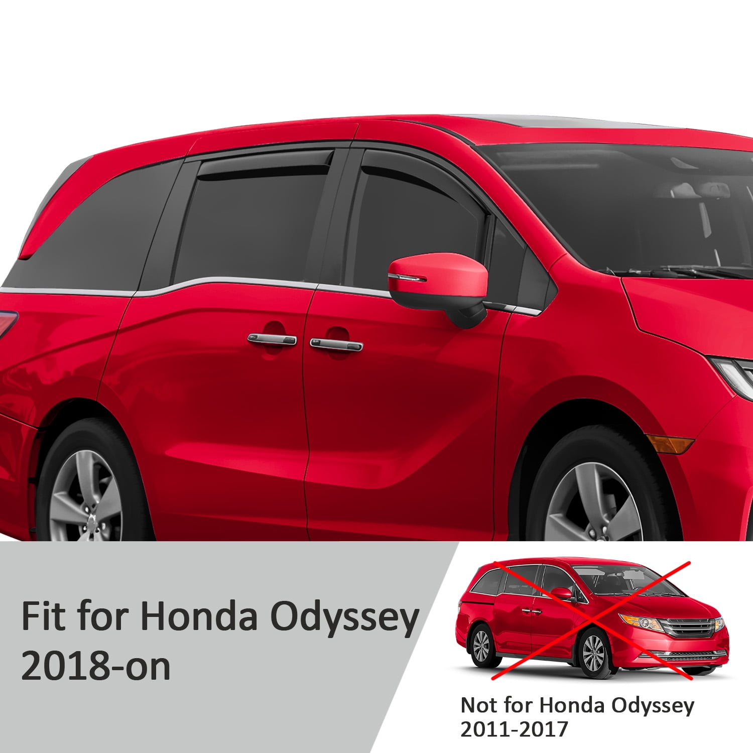 Voron Glass In-Channel Extra Durable Rain Guards for Honda Odyssey 2018-2026, Window Deflectors, Vent Window Visors, 4 Pieces - 200718