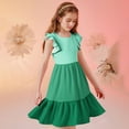 thumbnail image 6 of ATOGUTA Flower Girl Dress for Weddings Summer Ruffle Sleeve A Line Casual Party Dresses for Kids Size 5T-14, Green, 6 of 6