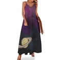 thumbnail image 1 of Saturno - Planeta y galaxia con anillos alienígenas Vestido sin mangas Ropa de mujer Corea elegante, 1 of 7