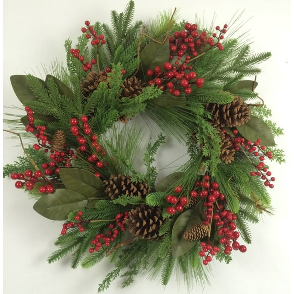 Pine Cones Berries And Greens Wreath