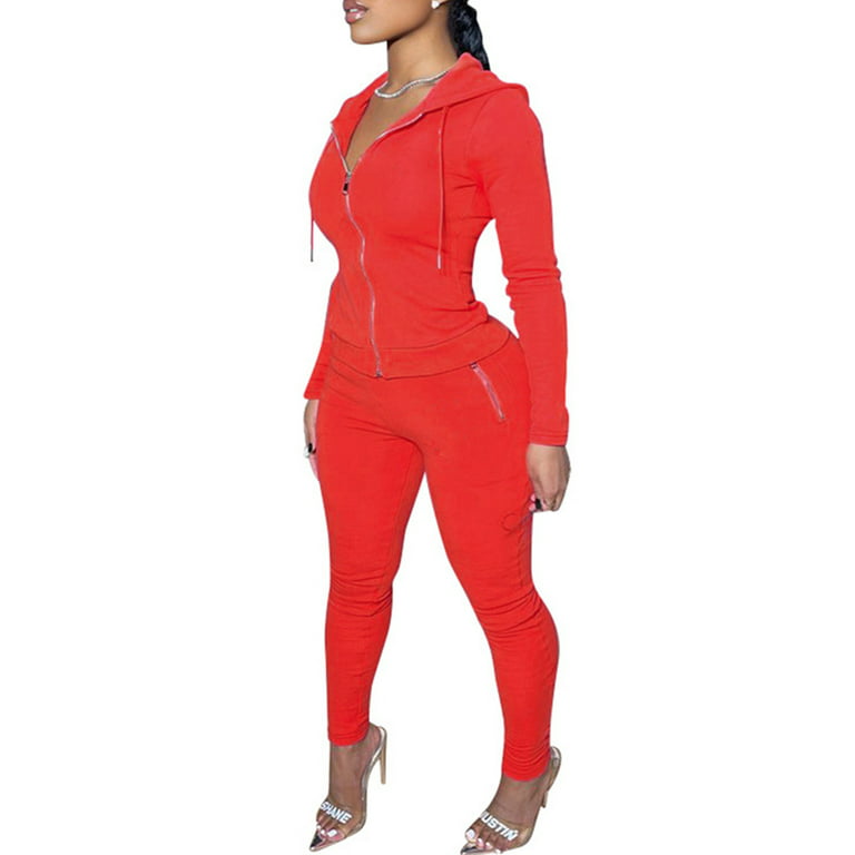 Nimsruc Two Piece Outfits For Women Jogging Suits Casual Tracksuit Long  Sleeve Sweatsuit Pants Sets Wine Red L - Yahoo Shopping