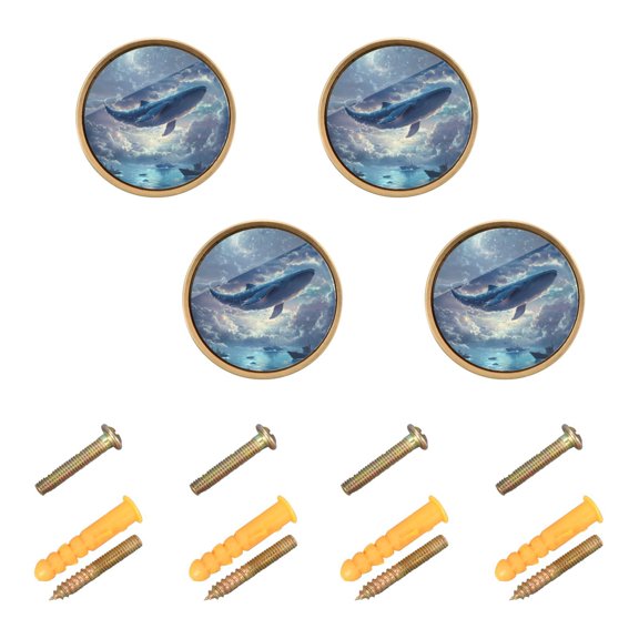 Yayeee 8 Pack Cabinet Knobs with Screws Round Zinc Drawer Pulls for Kitchen, Night Floating Whale
