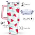 thumbnail image 3 of 40oz Cute Watermelon Pattern Stainless Steel Flip Straw Tumbler Spill Proof Travel Cup Double Wall Vacuum Insulated Coffee Mug with Top Handle, 3 of 6