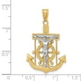 thumbnail image 3 of 14k Two-tone Diamond-cut Mariner's Cross Pendant in 14k Yellow and White Gold, 3 of 3