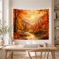 thumbnail image 5 of Autumn Mountain Stream Under Golden Sky, Serene Vintage Style for Nature Lovers, Nature Wall Art, Thanksgiving Hostess Gift, Tapestry Wall Hanging for Bedroom and Living Room, 5 of 7
