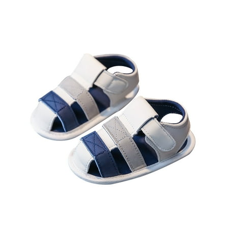 

WREESH Baby Girls and Boys Closed Toe Sandals: Fashionable Flat Beach Summer Shoes with Soft Soles Blue