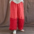 thumbnail image 2 of Charella Womens Linen Pants Color Block Pleated Wide Leg Elastic Waist Trousers Loose Lightweight Pants (3XL, Red), 2 of 8
