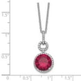 thumbnail image 2 of 12.2mm 925 Sterling Silver Rhodium Plated Brilliant-cut Lab Created Ruby and Brilliant-cut White CZ Round Halo Necklace, 2 of 2