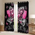 thumbnail image 2 of jejeloiu Pink Sequin Print Black Out Curtains,3D Diamond Butterflies Curtains Pack of 2 (42x63 Each),Leopard Print Bowtie Bedroom Curtains For Girls,Ultra Soft Home Decor, 2 of 6