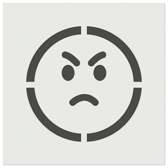 Angry Mad Face Emoticon DIY Cookie Wall Craft Stencil - 3.5 Inch