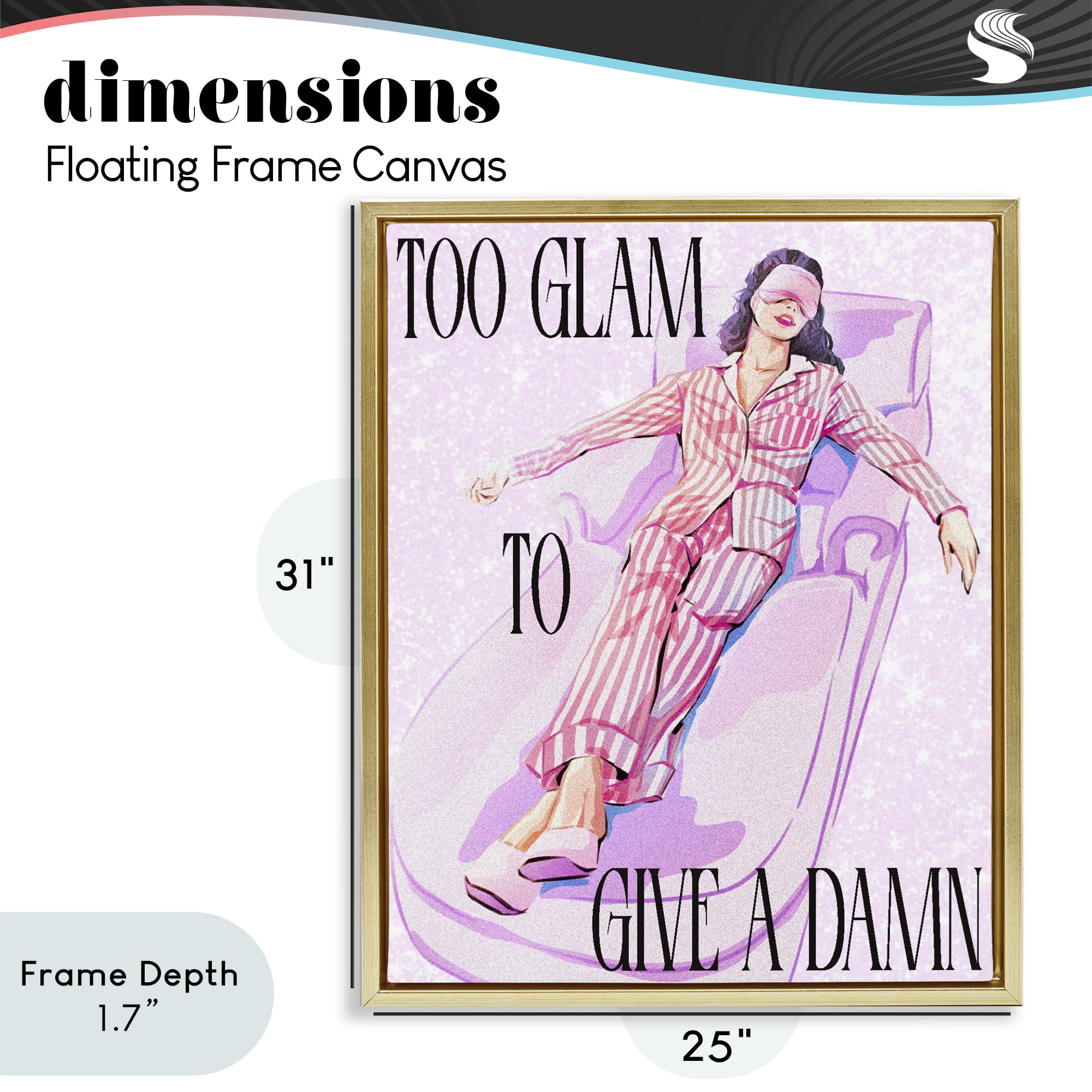 Stupell Industries To Glam To Care Gold Framed Floater Canvas Wall Art, design by Ziwei Li