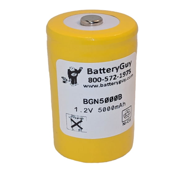 BatteryGuy EB-N5000D-BT replacement D Cell button top battery - 1.2V 5000mAh Nicad BatteryGuy brand equivalent (rechargeable)