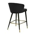 thumbnail image 3 of HomeStock City Chic Modern, Contemporary Velvet Upholstered Counter Height Stool with Channel Tufting and Gold Tipped, Black Metal Legs, Grey, 20" W x 21" D x 36.5" H-Color:Black, 3 of 10