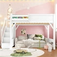 thumbnail image 2 of Full Size Loft Bed with Stairs, Solid Wood Loft Beds Frame with Wardrobe, Gaming Loft Beds Full with Storage Shelf for Teens Adults  (White), 2 of 7