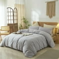 thumbnail image 2 of Washed Cotton Duvet Cover Set Linen Feel Natural Wrinkle Lightweight Comfy (King  Linen), 2 of 6
