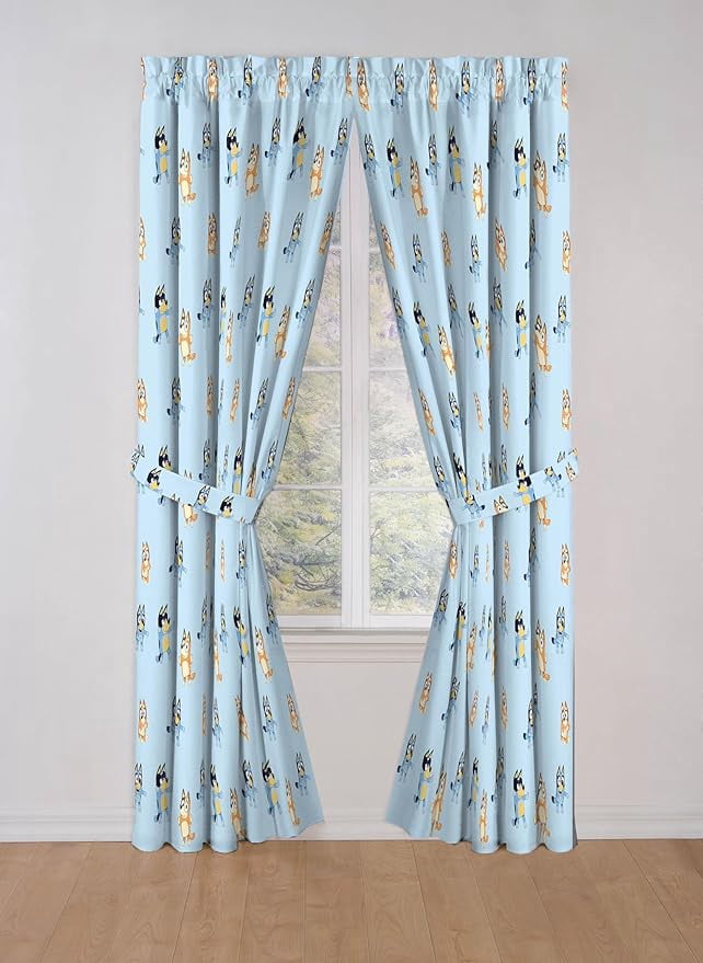 Bluey Can't Stop Dancing 2 Panels Blackout Curtain Set, 84 Inch Long - Kids Bedroom Accessories