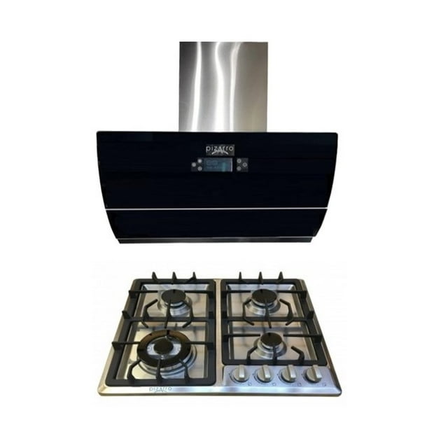 Combo campana purificadora + parrilla de 4 quemadores en acero inoxidable 60 cm