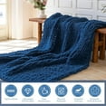 thumbnail image 6 of Chunky Knit Blanket - Luxury Soft Cozy 60 * 80 Throw Blanket,100% Woven Blanket Rope Knot Throw Blanket for Couch, Sofa, Home Decor, Gift - Machine Washable (Deep Blue, 60 * 80), 6 of 14