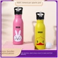 thumbnail image 2 of Kids' 304 Stainless Steel Sports Water Bottle with Straw - Safe, Durable & Stylish Handy Cup for Active Children, School, Sports & Daily Hydration – Pink Rabbit Design (K601), 2 of 6