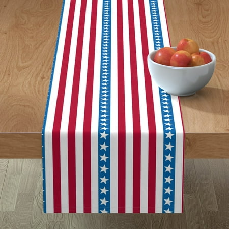 

Cotton Sateen Table Runner 90 - Stars Stripes Usa American Patriotic Red White Blue Flag 4Th Of July Independence Print Custom Table Linens by Spoonflower