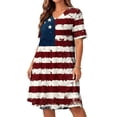 thumbnail image 6 of Lopecy-Sta Womens Dresses Short Sleeve V Neck Distressed American Flag Print A Line Midi Dress Casual Summer Patriotic Beach Party Dress, 6 of 8