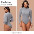 thumbnail image 4 of ANYFIT WEAR Women's Mock Turtle Neck Fleece Lined Zip Up Thong Bodysuit Long Sleeve Shirt Going Out Tops for Cold Weather, 4 of 6