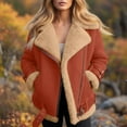 thumbnail image 2 of LWavelet Trendy Shearling Lined Faux Suede Moto Jacket Women Cozy Winter Casual Oversized Outerwear Red L, 2 of 4