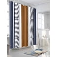 thumbnail image 5 of Modern Brown Blue Waterproof Fabric Shower Curtain, Boho Contemporary Geometric Striped Shower Curtain for Bathroom Curtains Bathtubs Hotel Washable Shower Curtains with 12 Hooks Long 72x78in, 5 of 6