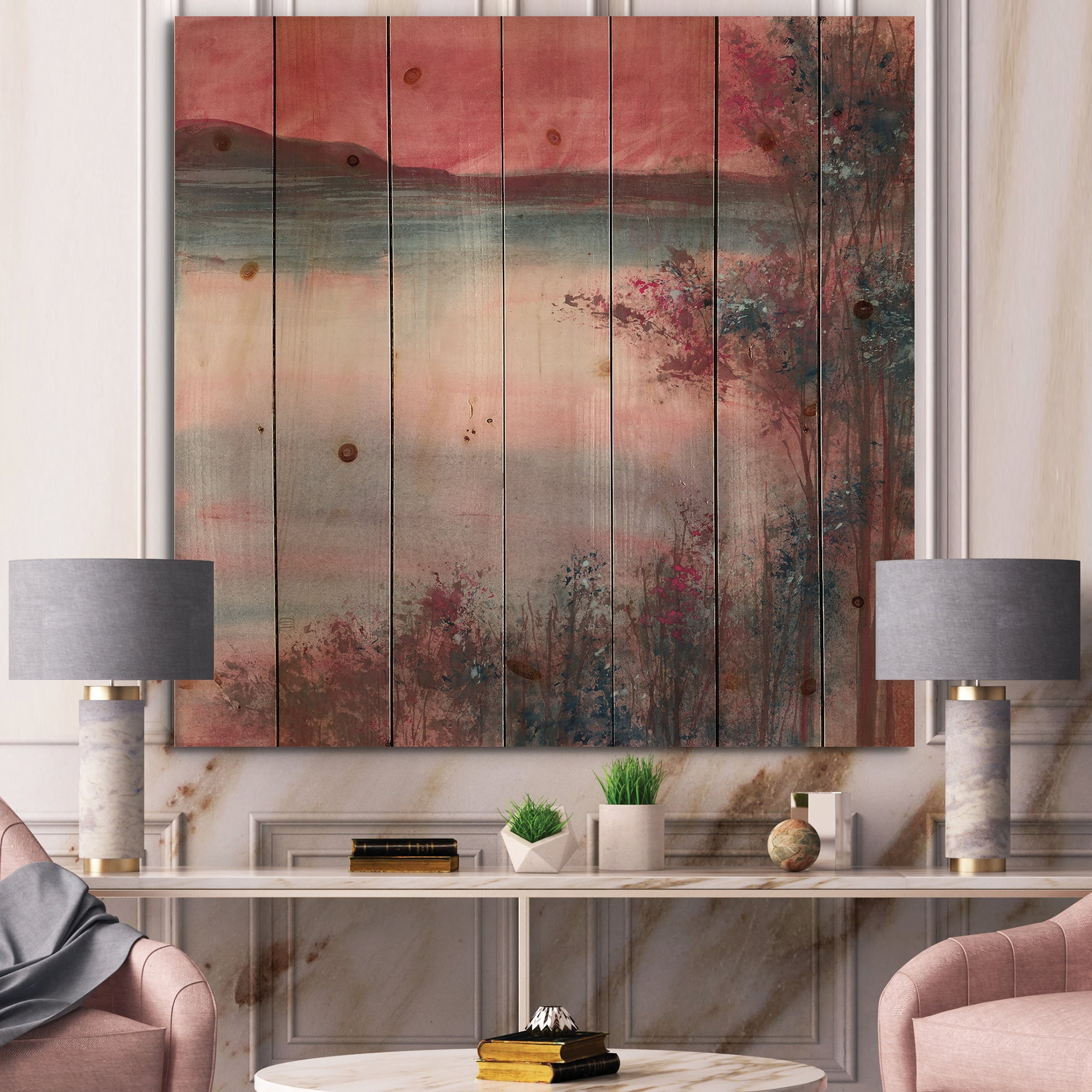 Designart 'Quiet Time' Shabby Chic Print on Natural Pine Wood