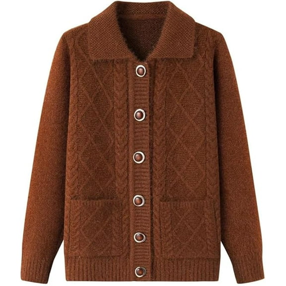 Autumn and winter coats for middle-aged and elderly mothers, thick knitted sweaters for grandmothers