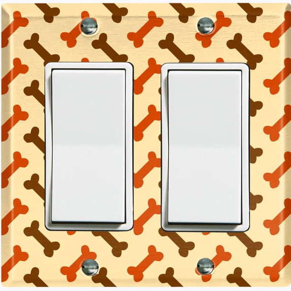Metal Light Switch Plate Cover Dog Bone Treats Orange Brown Beige DOG026