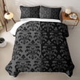 thumbnail image 2 of Homewish Gothic Horror Skull Quilt King,Retro Damask King Coverlet Set,Halloween Duvet,3 Pieces, 2 of 7